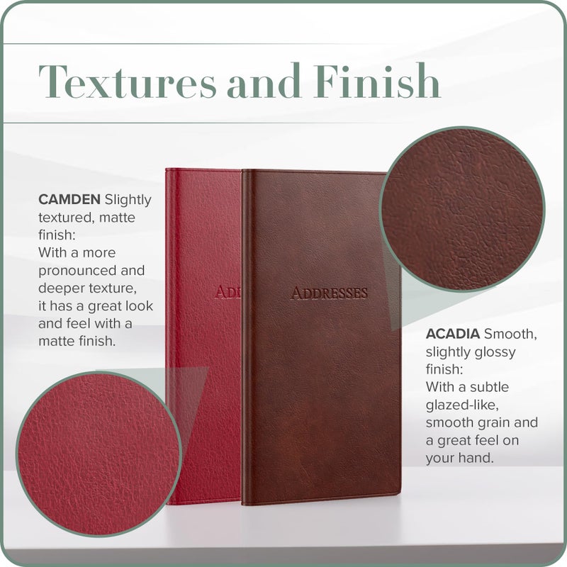Gallery Leather Small Address Book with Alphabetical Tabs up to 403 Records  Leather Notebook Hardcover  Telephone and Address Books - 6x3.25""  Pocket Address  Acadia Burgundy - Image 5